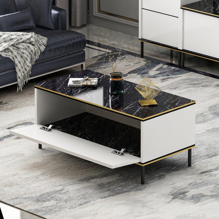 Hanah Home Imaj Mesa de centro Blanca Hanah Home Imaj Mesa de centro Blanca
